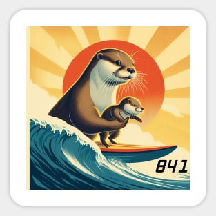 841 with baby learning to surf Sticker